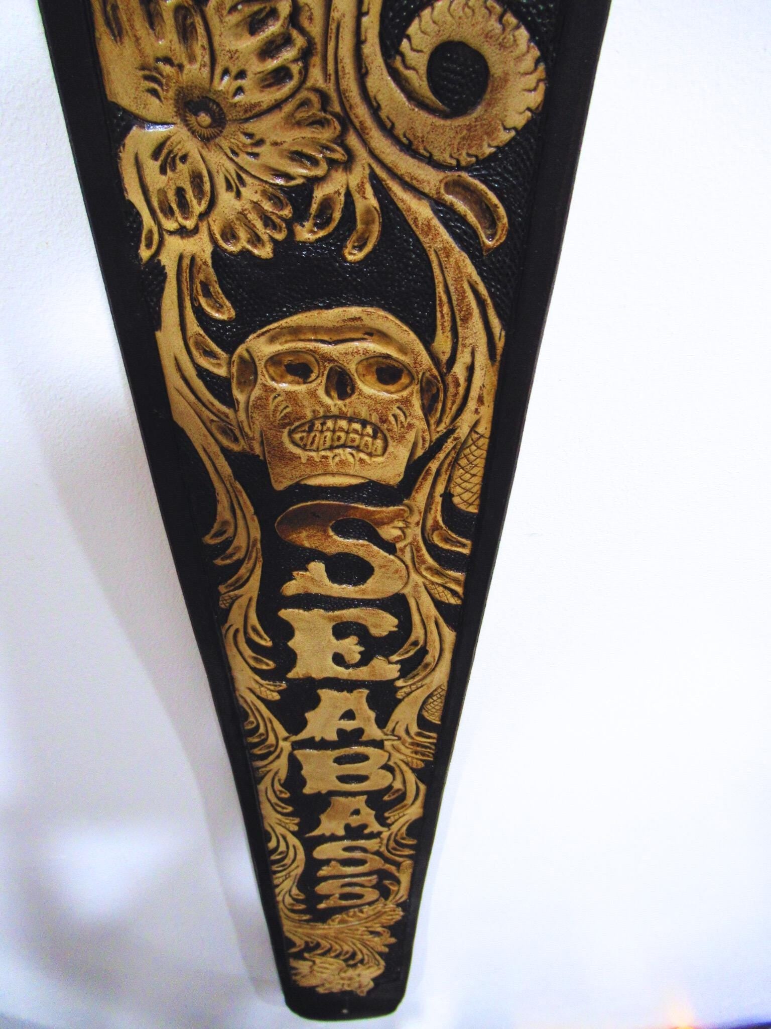 Handmade Leather Tooled Guitar Strap – Personalized Name, Bass or Banjo Strap