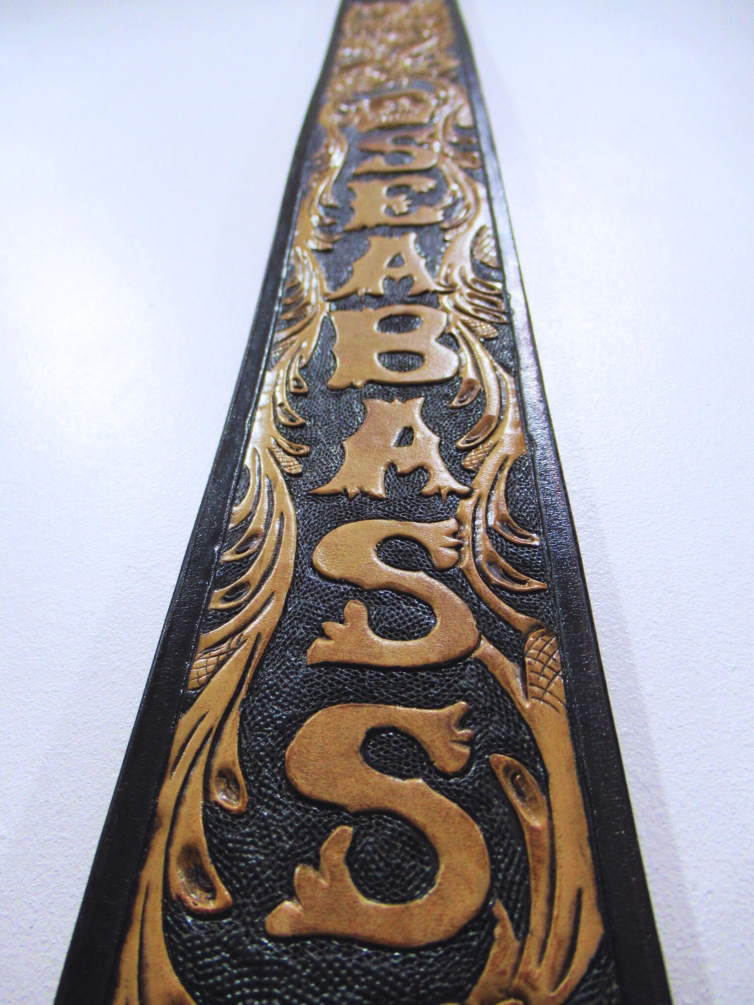Handmade Leather Tooled Guitar Strap – Personalized Name, Bass or Banjo Strap