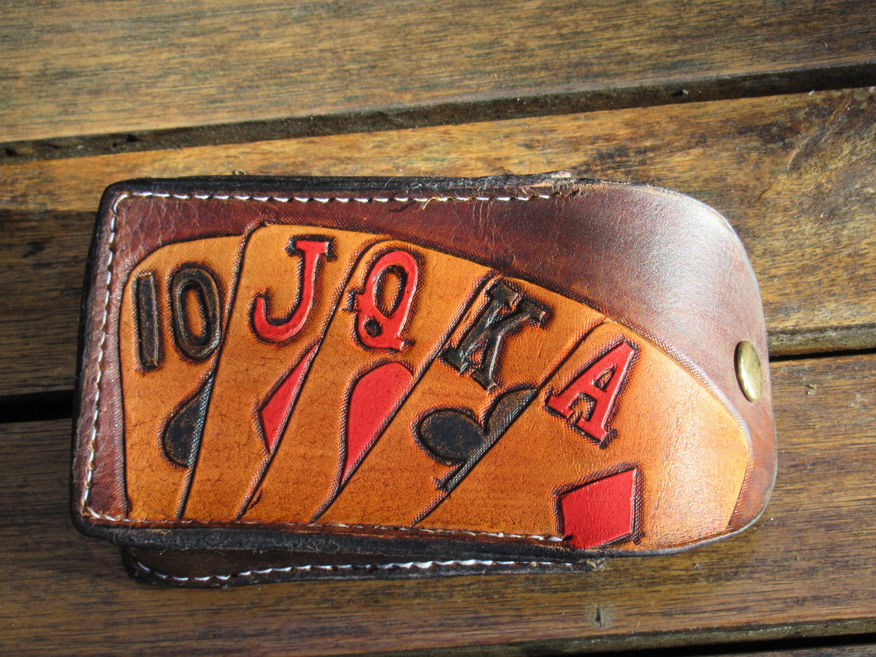 Handmade leather Tooled playing Cards card Holder