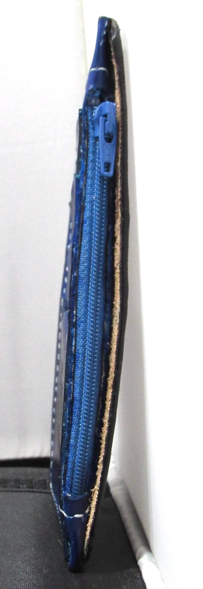 Handmade Leather Tooled Floral Purse - Navy Blue