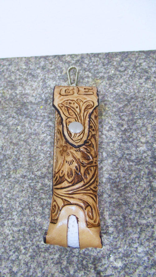Custom Leather Golf Ball Holder - Hand Made Golfer Gift - Tooled/Carved Leather
