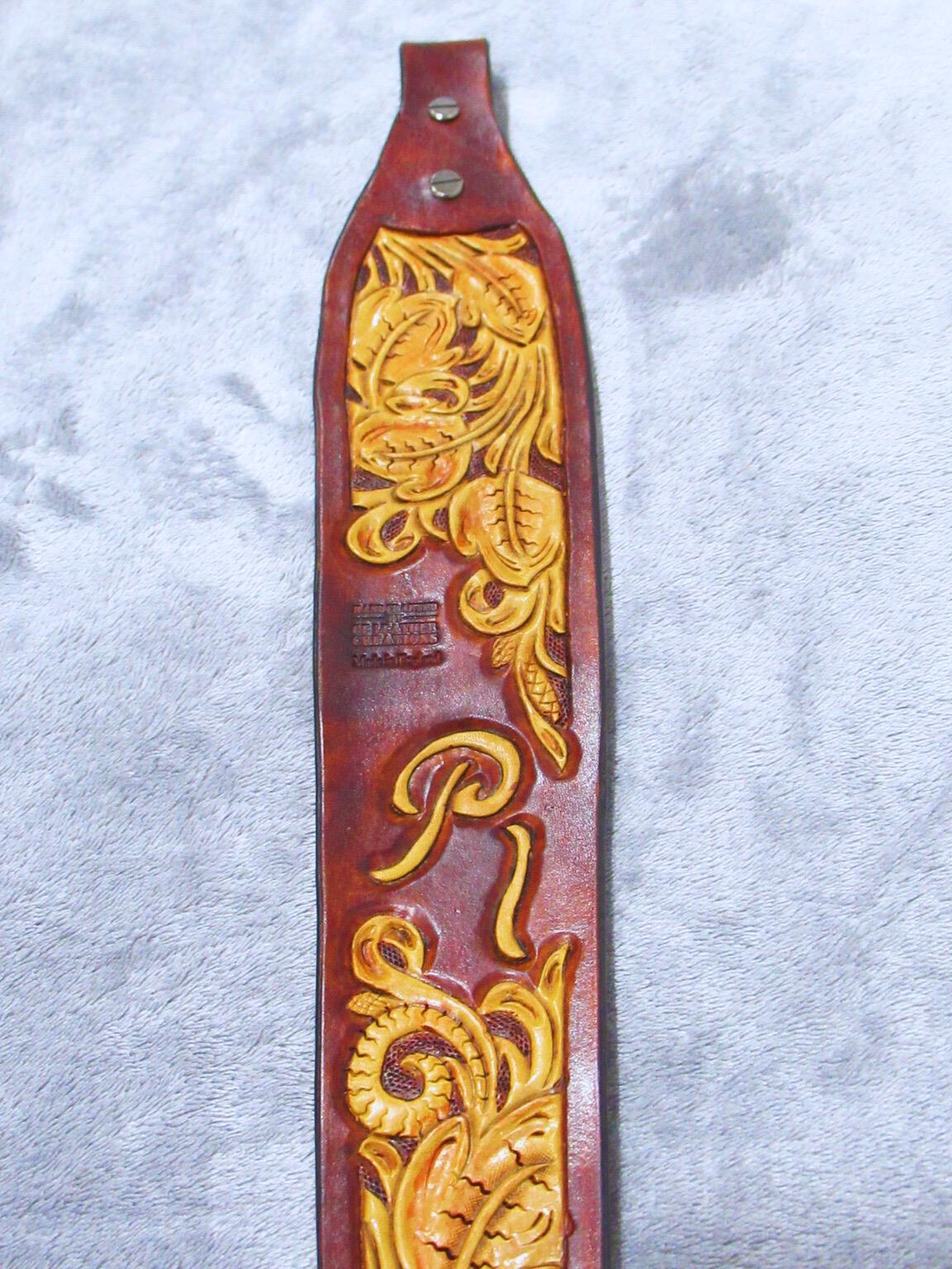 Leather Handmade Custom Rifle Strap Floral Tooled