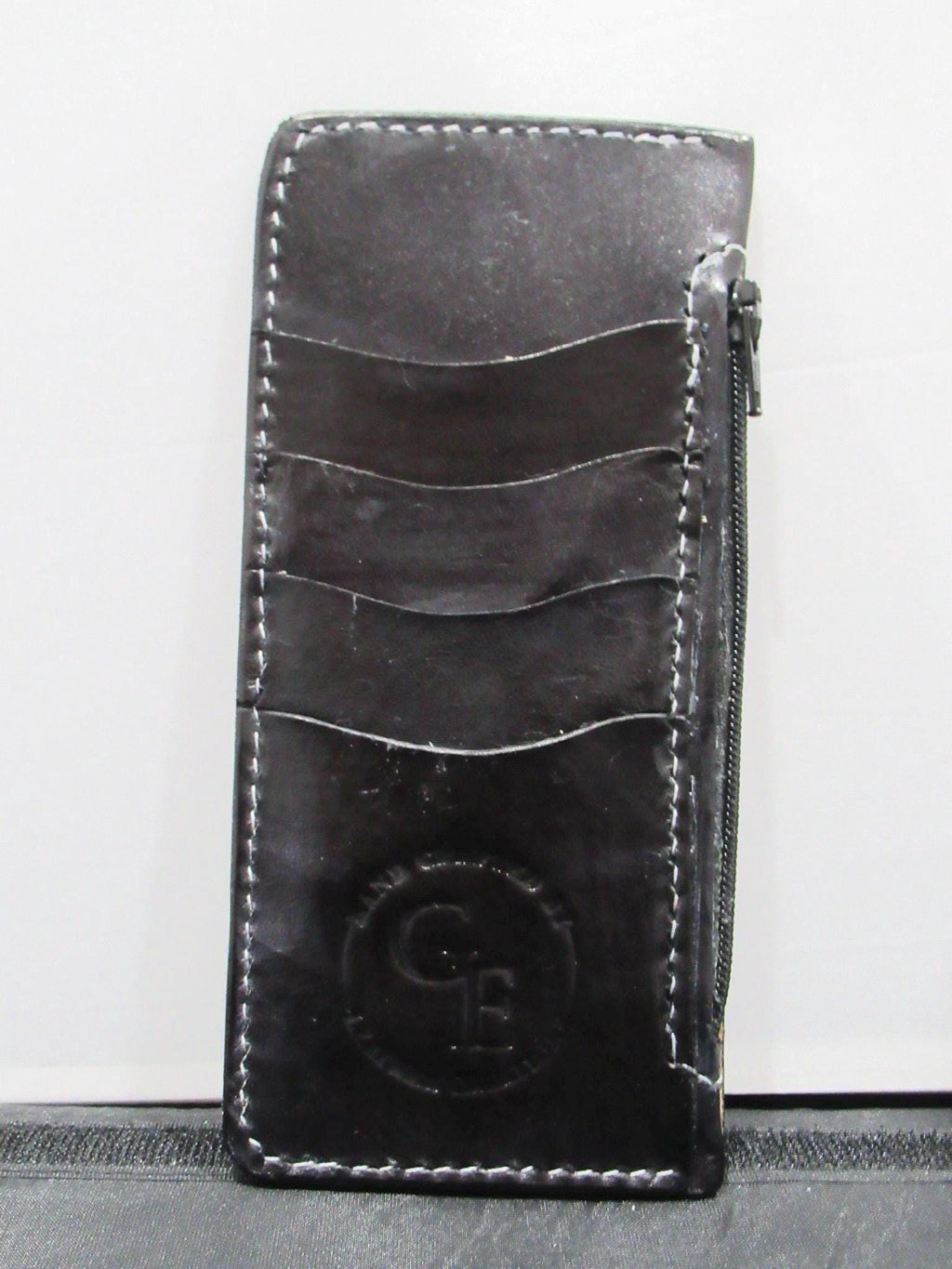 Handmade Leather Tooled Floral Purse - Black