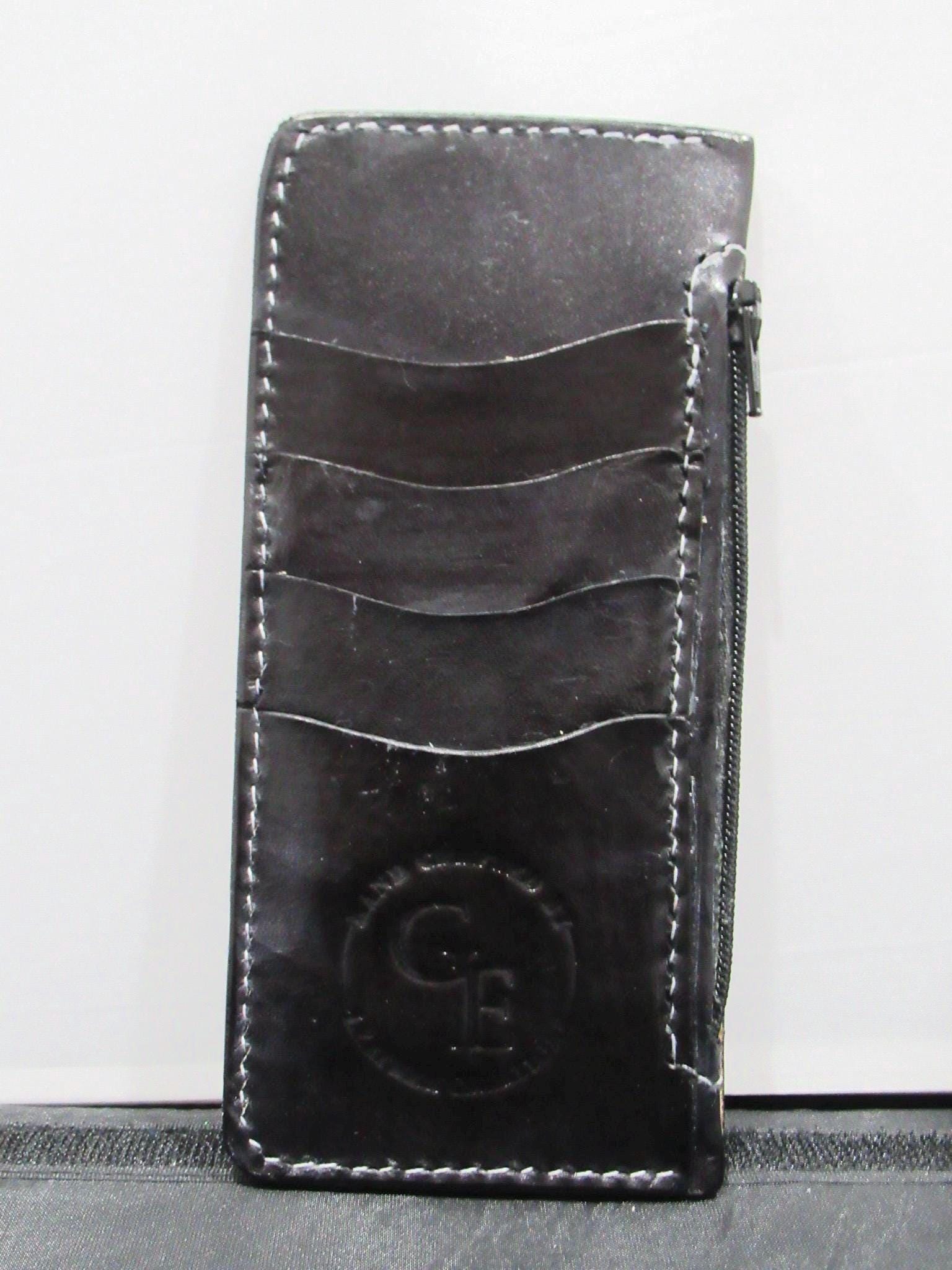 Handmade Leather Tooled Floral Purse - Black