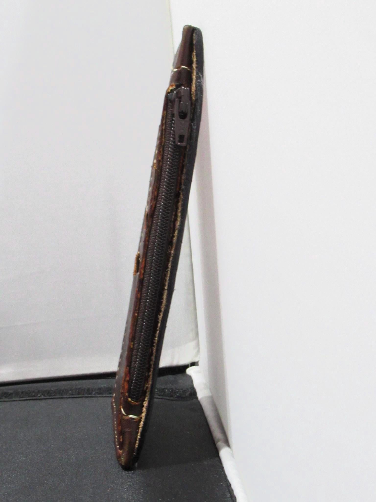 Handmade Leather Tooled Cross Purse - Brown