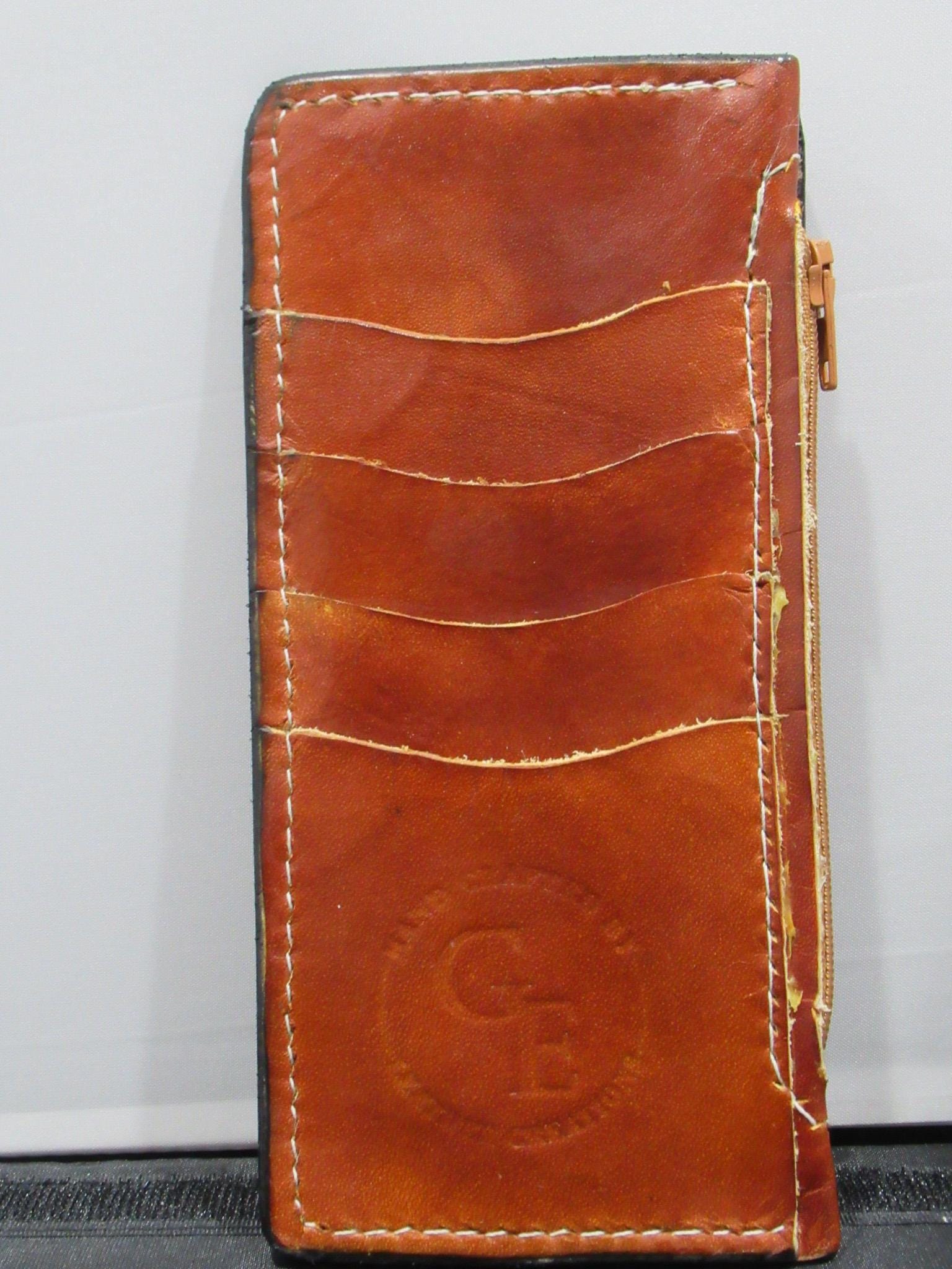 Handmade Leather Tooled Cross Purse - Tan