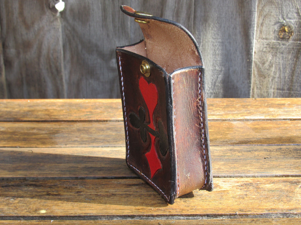 Handmade leather Tooled playing Cards card Holder