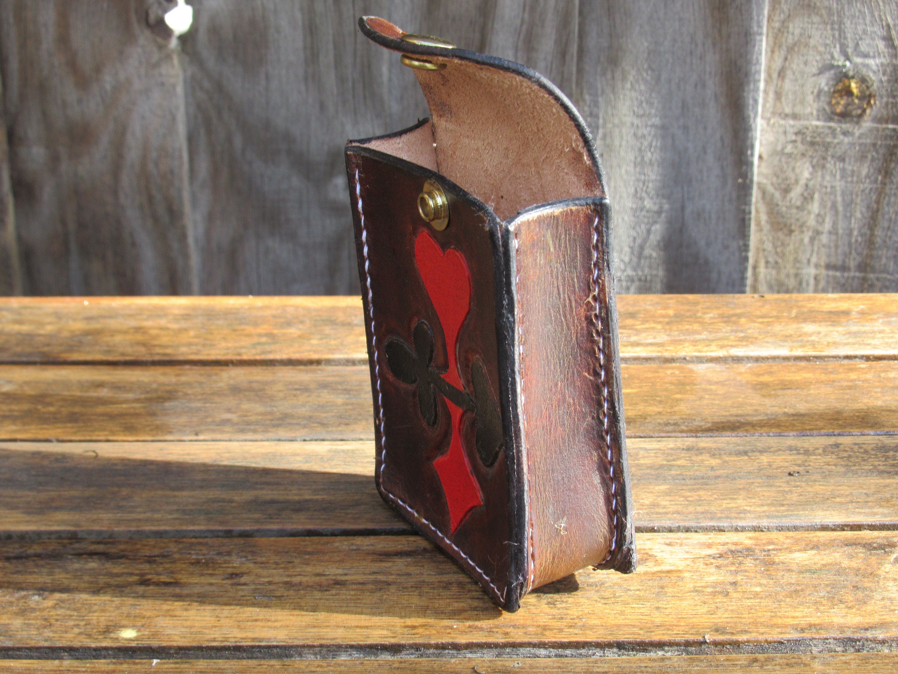 Handmade leather Tooled playing Cards card Holder