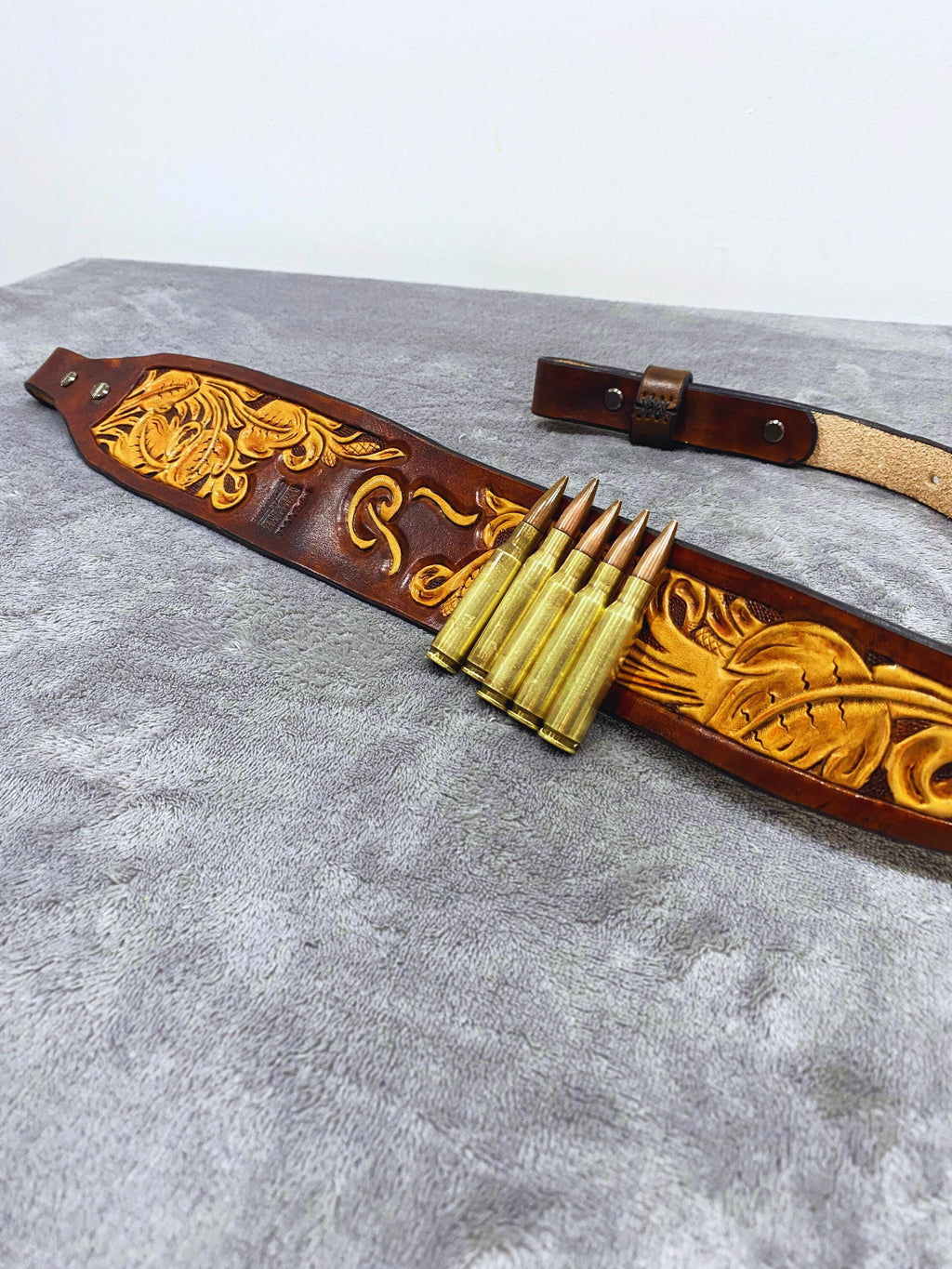 Leather Handmade Custom Rifle Strap Floral Tooled