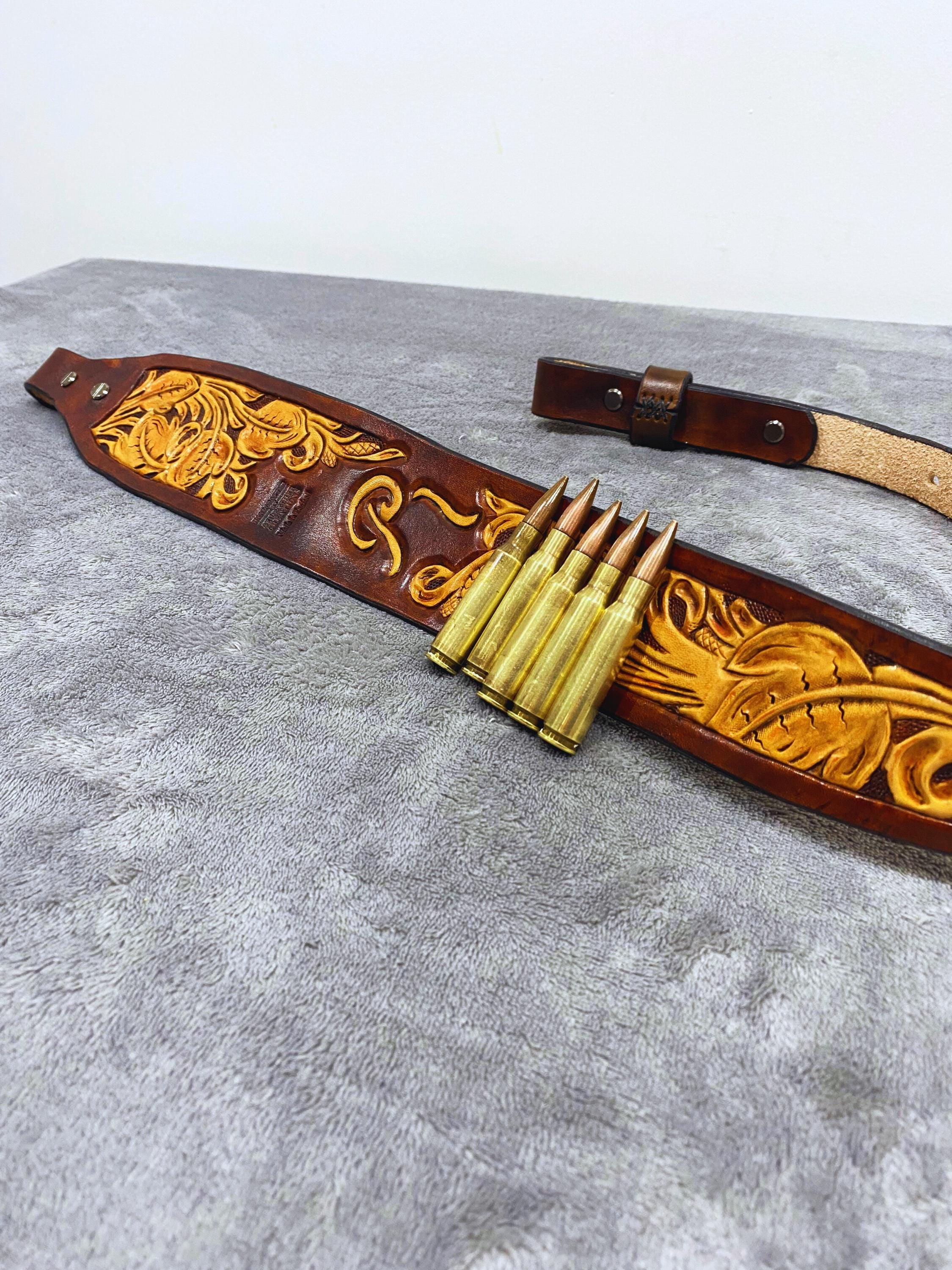 Leather Handmade Custom Rifle Strap Floral Tooled