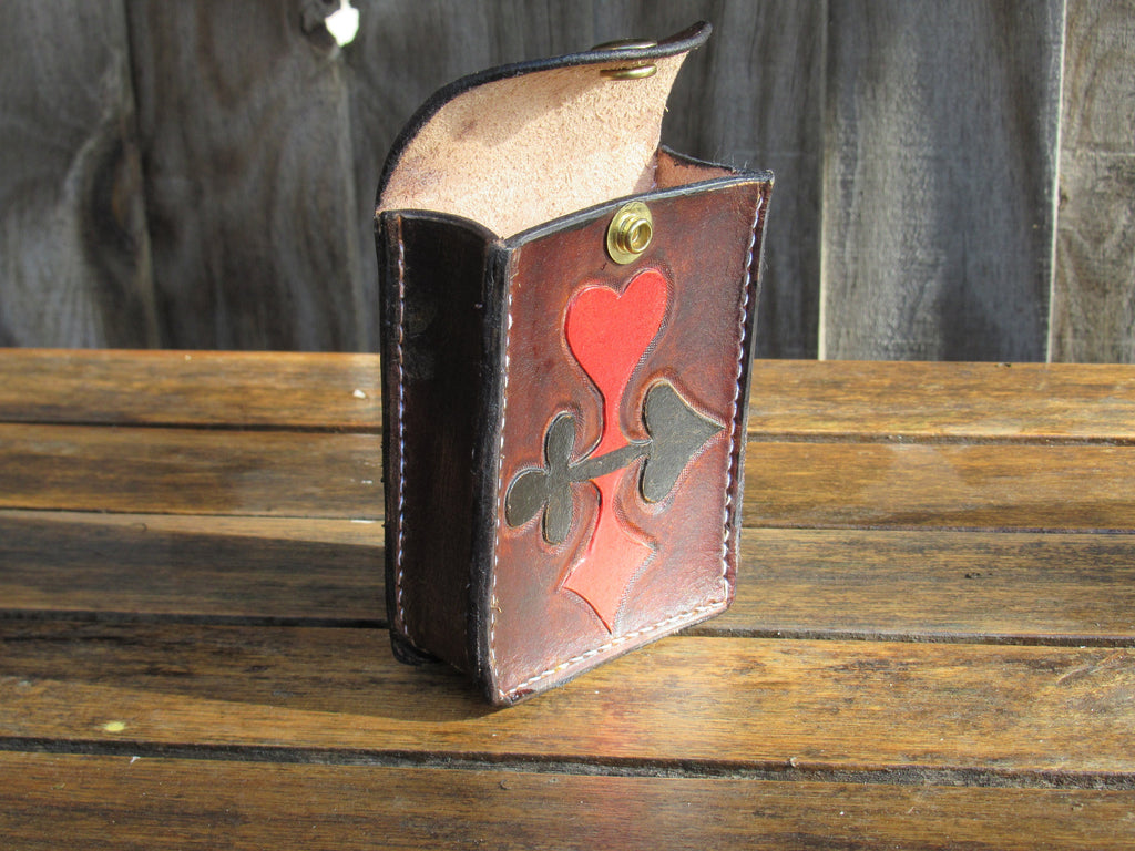 Handmade leather Tooled playing Cards card Holder