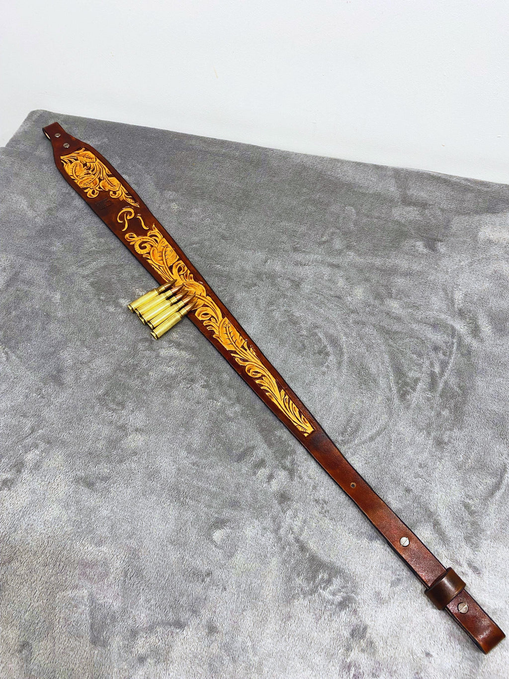 Leather Handmade Custom Rifle Strap Floral Tooled