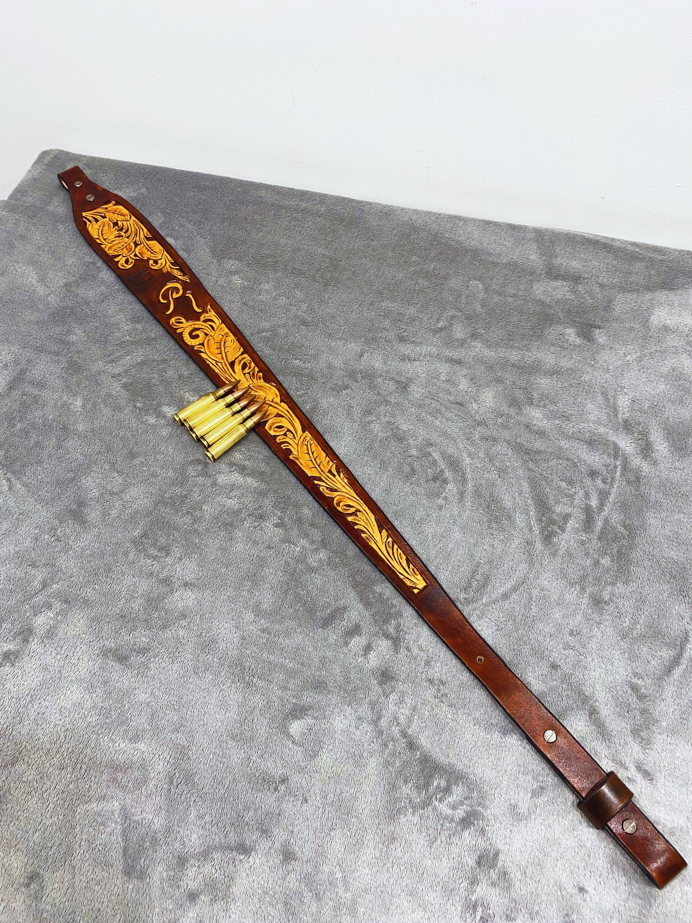 Leather Handmade Custom Rifle Strap Floral Tooled