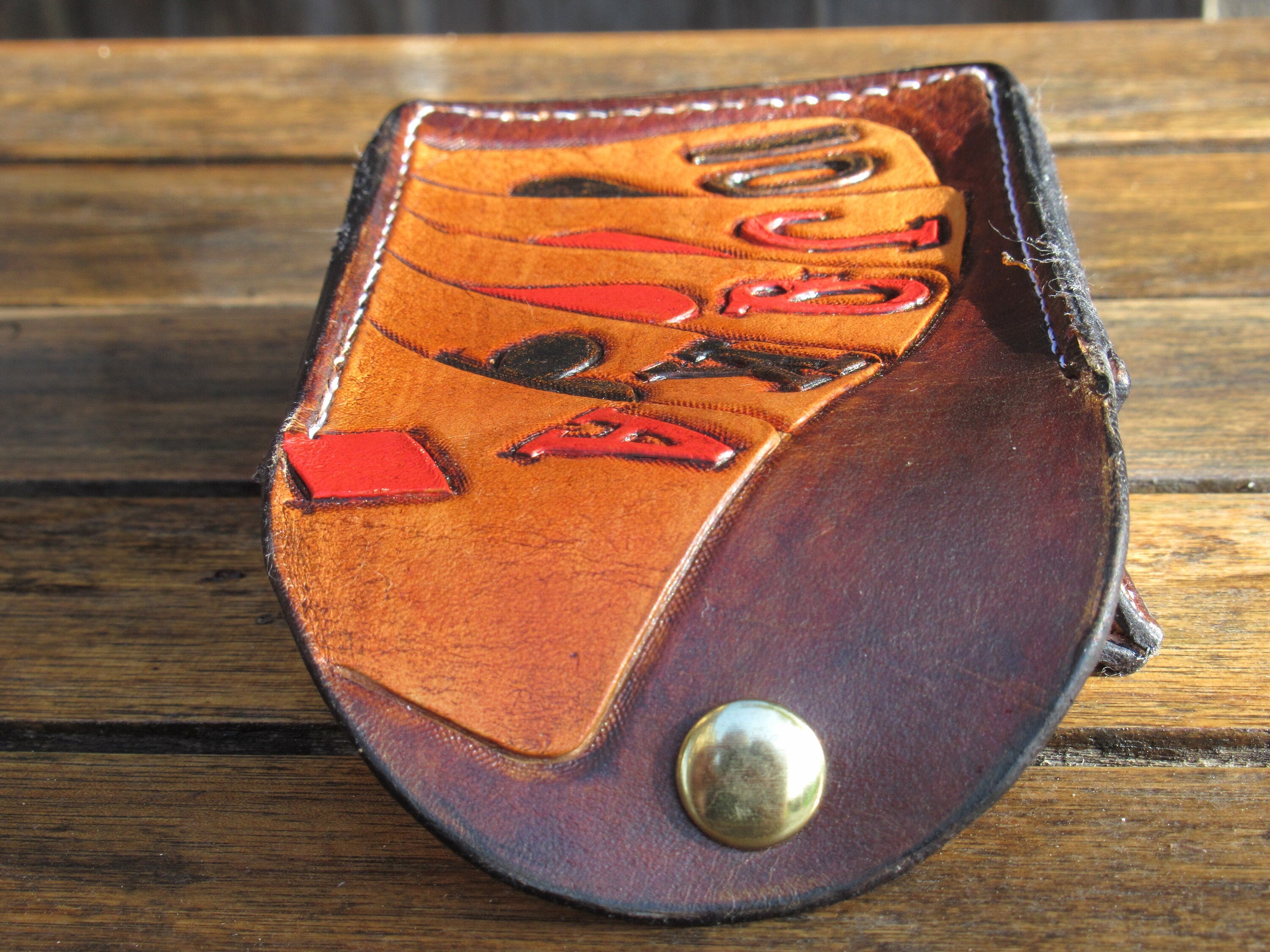 Handmade leather Tooled playing Cards card Holder