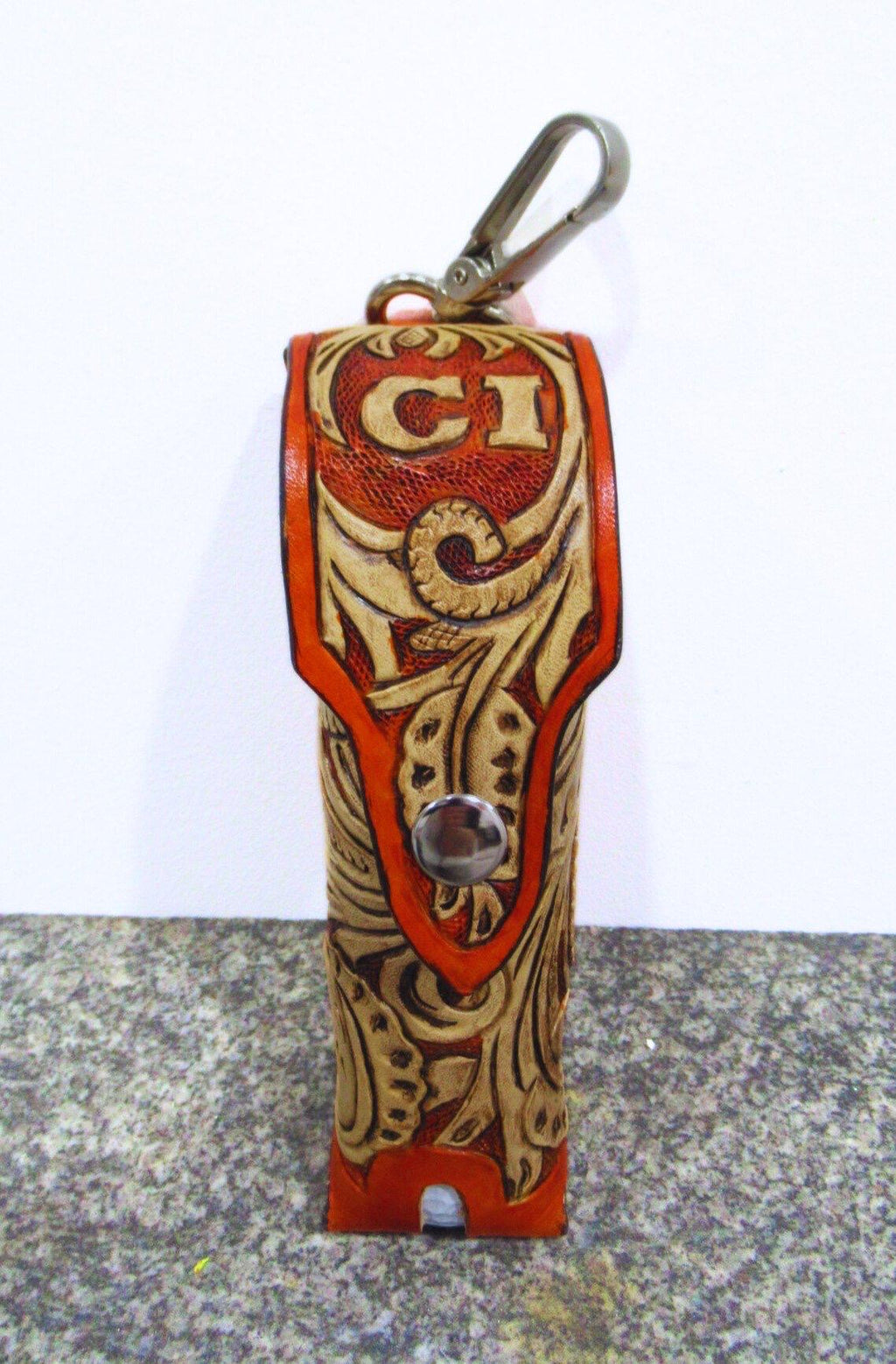 Leather Golf Ball Holder - Hand Made Golfer Gift - Tooled/Carved Leather