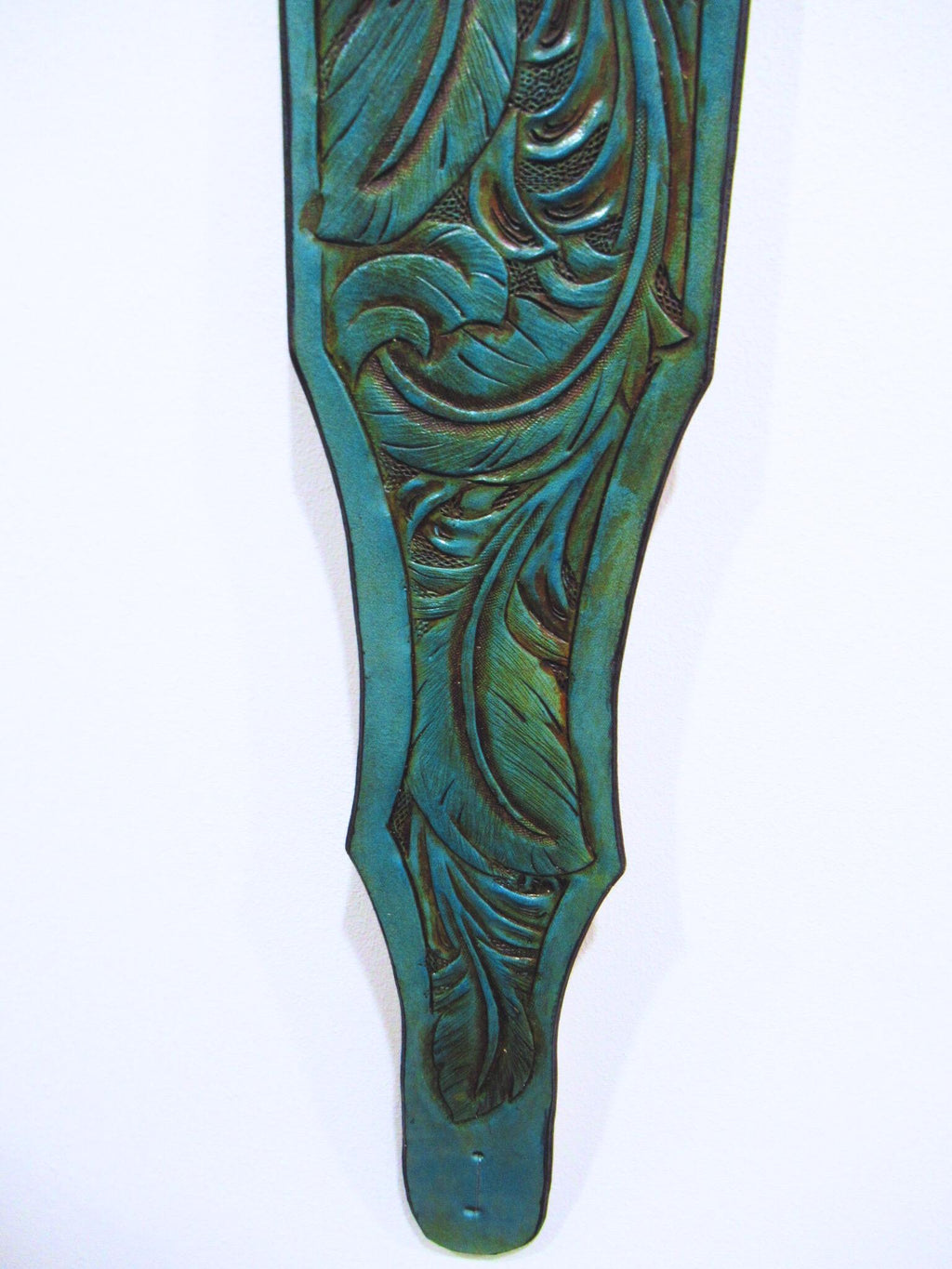 Handmade Leather Tooled Feather Guitar  Strap or Banjo Strap