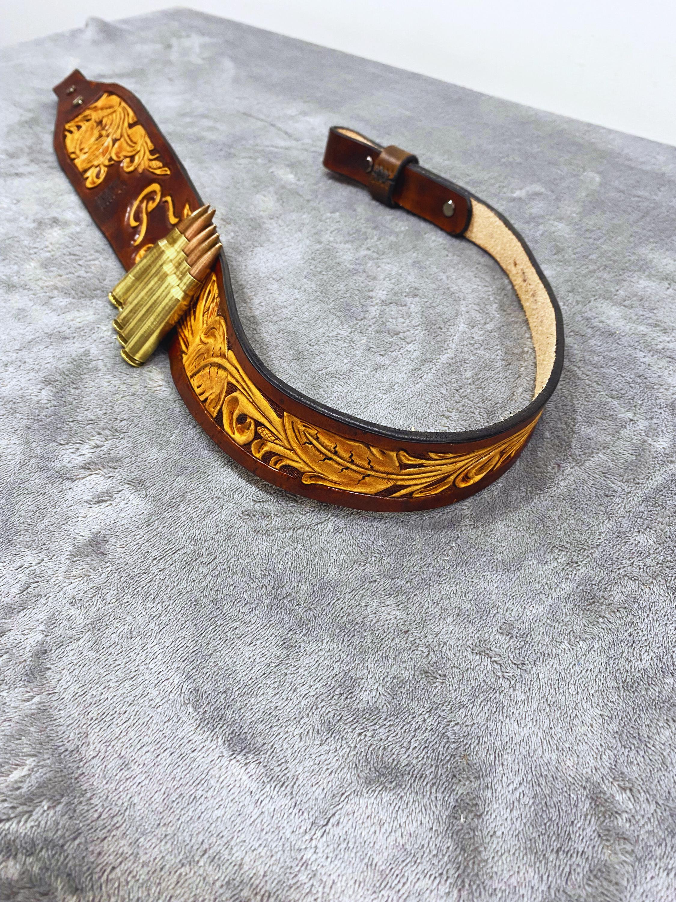 Leather Handmade Custom Rifle Strap Floral Tooled