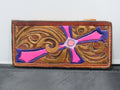 Handmade Leather Tooled Cross Purse - Tan