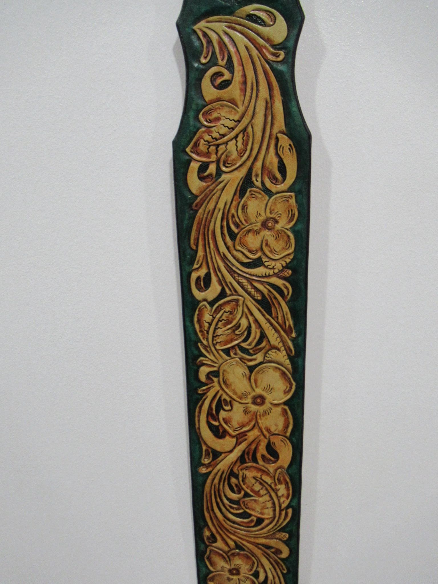 Handmade Leather Tooled Guitar Strap or Bass Strap
