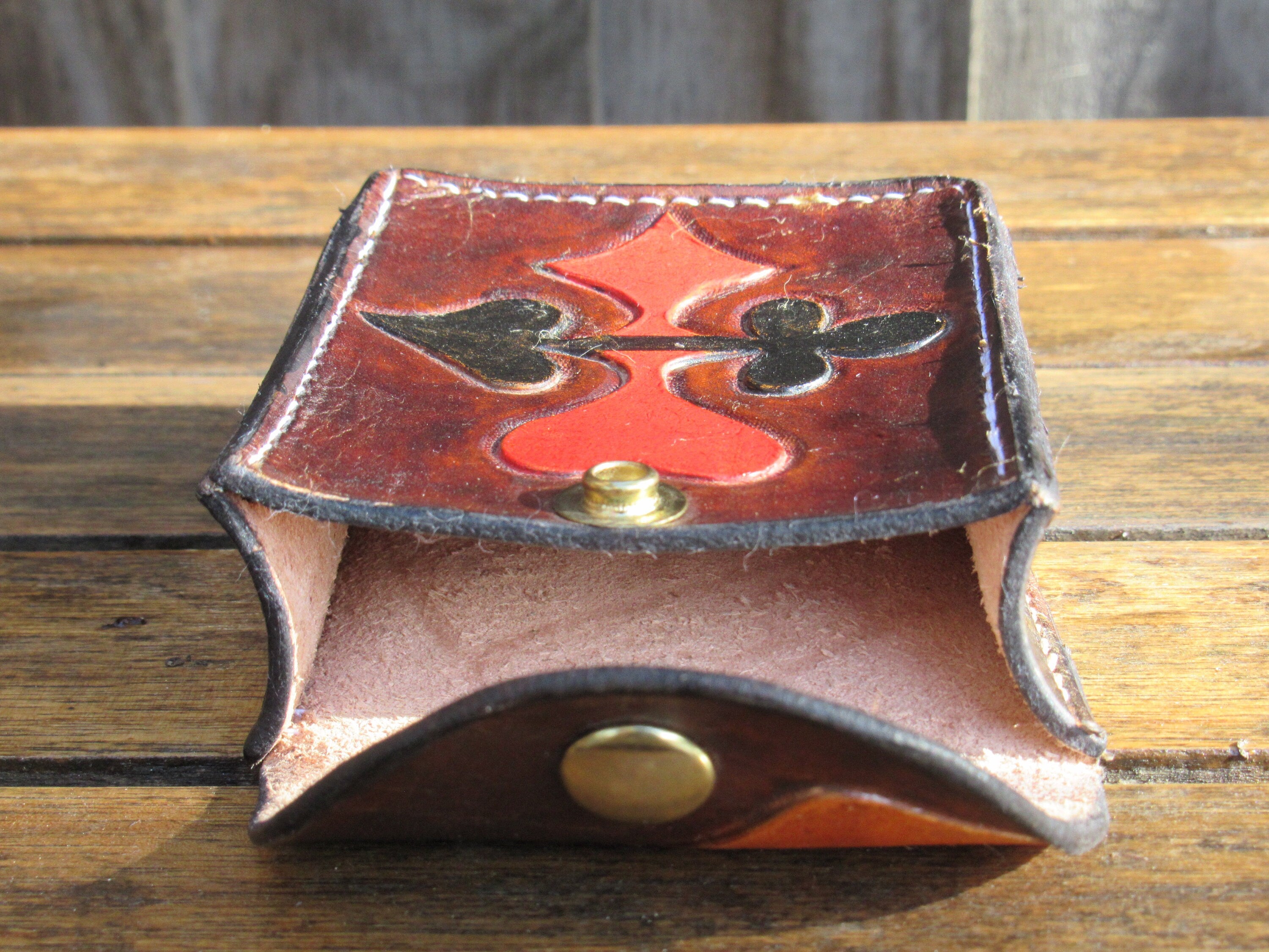 Handmade leather Tooled playing Cards card Holder