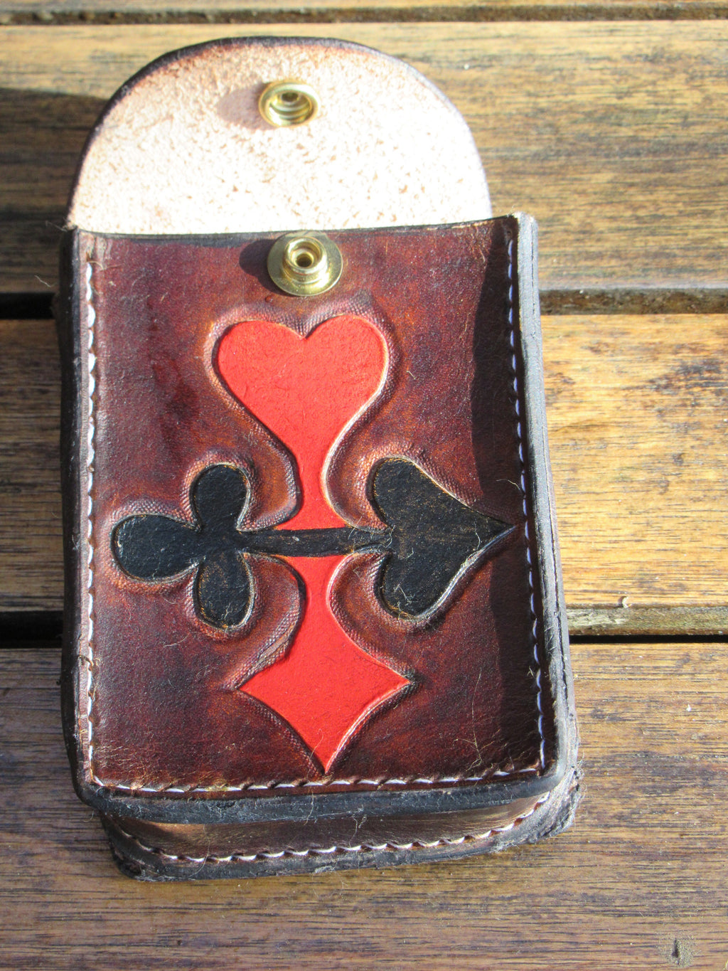 Handmade leather Tooled playing Cards card Holder