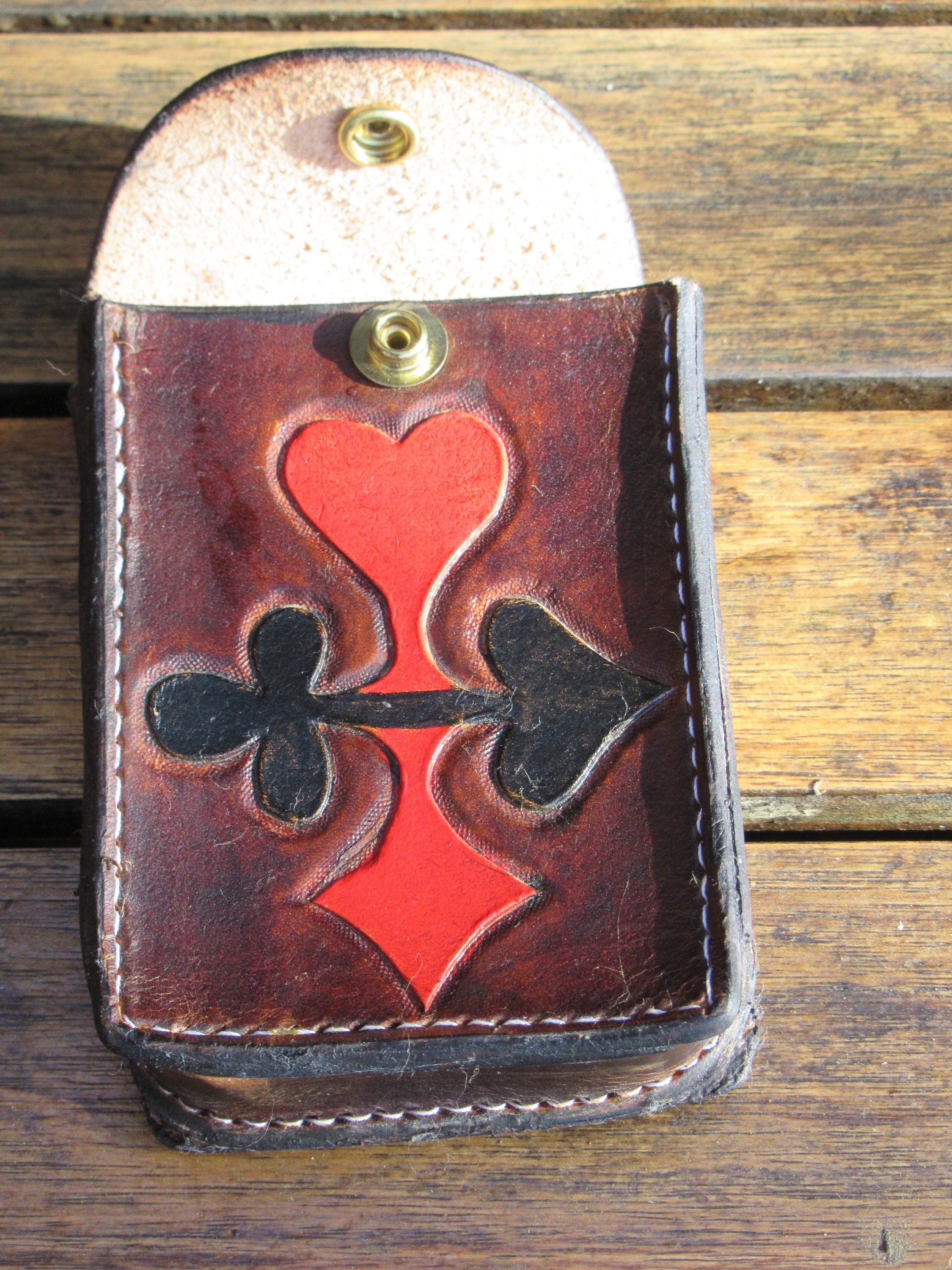Handmade leather Tooled playing Cards card Holder